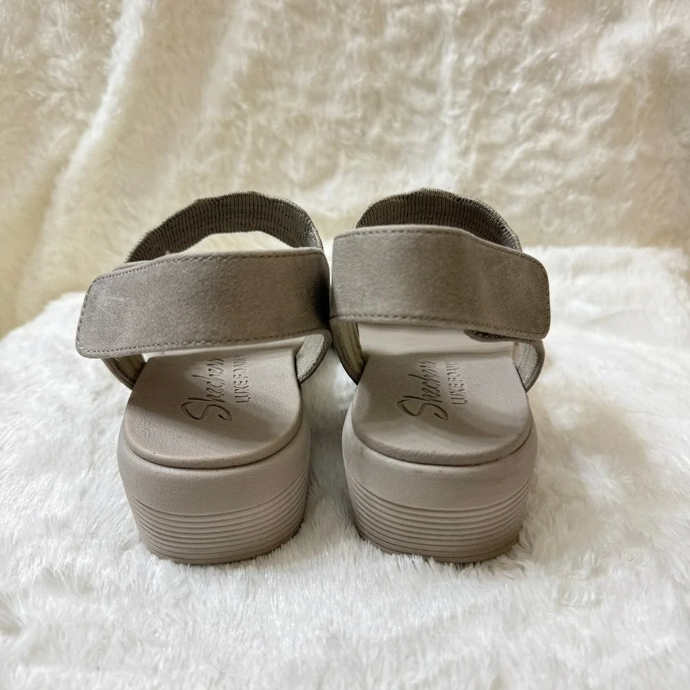 Skechers Arya On The Rise Luxe Foam Sandals Grey Womens Size 7 Comfort Wedge - Picture 4 of 10